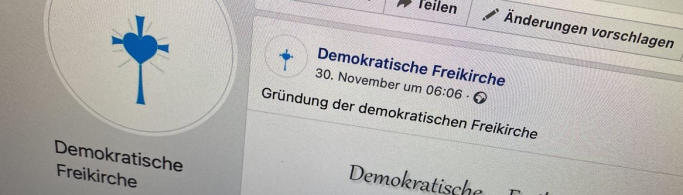 Bilschirmfoto Facebook mit Emblem Demokratische Freikirche