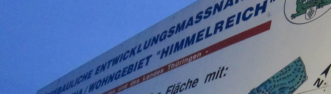 Baustellenschild „Wohngebiet Himmelreich“
