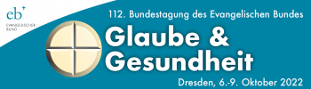 Banner mit Tablettenlogo und Titeltext „Glaube und Gesundheit“