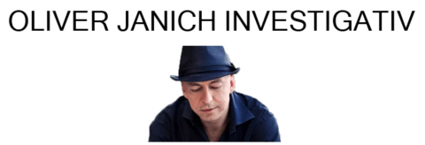 Titeltext „Oliver Janich Investigativ“ mit Portraitbild mit Hut