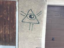 Allsehendes Auge als Graffiti
