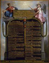 Barock gestaltete 2 Schrifttafeln mit den Menschenrechten (frnz.)