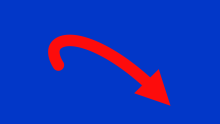 Roter Pfeil nach rechts unten auf blauem Grund
