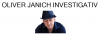 Titeltext „Oliver Janich Investigativ“ mit Portraitbild mit Hut