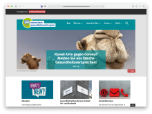 Bildschirmfoto der Webseite mit Spruch: Kamel-Urin gegen Corona?